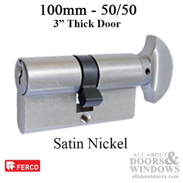 50/50 Key/TT 100mm Euro profile cylinder - Satin Nickel - 50/50 Key/TT 100mm Euro profile cylinder - Satin Nickel