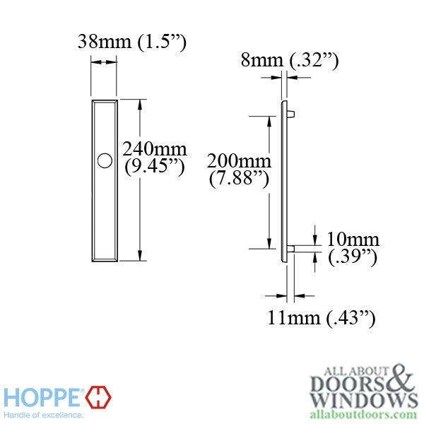 HOPPE Dallas Exterior Backplate M2161N for Inactive Handlesets - Dark Bronze Metallic - HOPPE Dallas Exterior Backplate M2161N for Inactive Handlesets - Dark Bronze Metallic