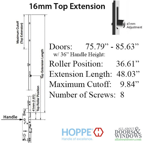 16mm Manual Top Extension, Roller @ 36.61