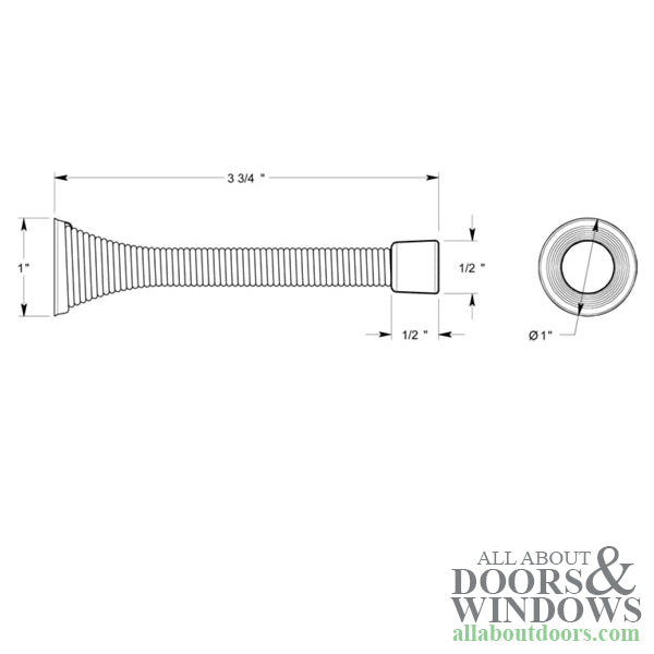 3-3/4'' Inch Heavy Duty Spring Door Stop - Choose Finish - 3-3/4'' Inch Heavy Duty Spring Door Stop - Choose Finish