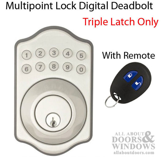 Keyless Multipoint Lock Deadbolt with Digital Keypad and Remote - Satin Nickel