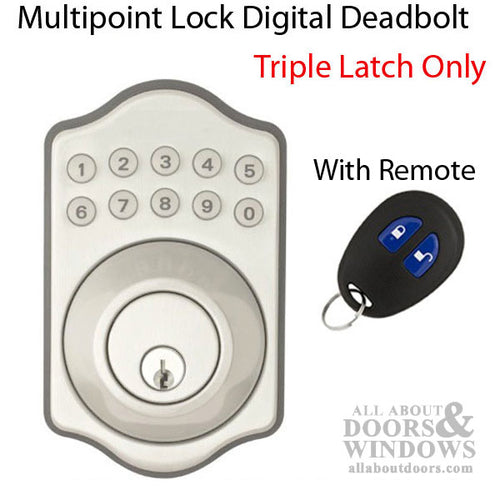 Keyless Multipoint Lock Deadbolt with Digital Keypad and Remote - Satin Nickel - Keyless Multipoint Lock Deadbolt with Digital Keypad and Remote - Satin Nickel