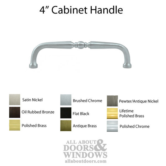 4" Traditional Wire Pull, Solid Brass - Choose Finish