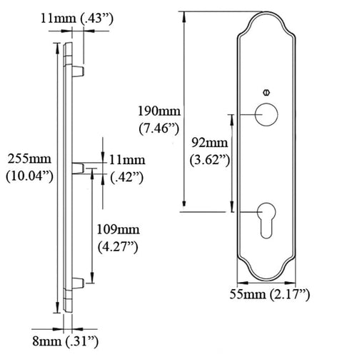 HOPPE Wide Traditional Exterior Backplate M3965N for Active Handlesets - Resista Brass - HOPPE Wide Traditional Exterior Backplate M3965N for Active Handlesets - Resista Brass