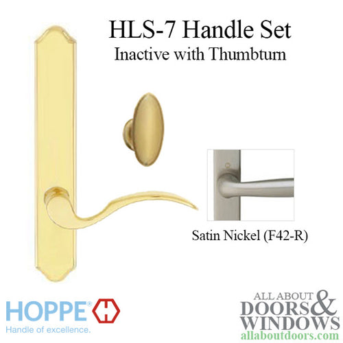 Hoppe HLS7 Handleset, Munchen, M112P/2172N, Non Keyed Inactive with Thumbturn, Satin Nickel - Hoppe HLS7 Handleset, Munchen, M112P/2172N, Non Keyed Inactive with Thumbturn, Satin Nickel