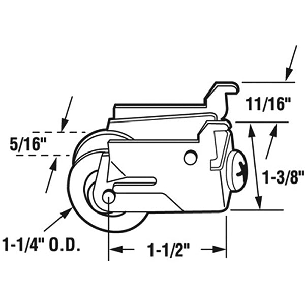 1-1/4  Nylon wheel, Roller Assembly - 1-1/4  Nylon wheel, Roller Assembly