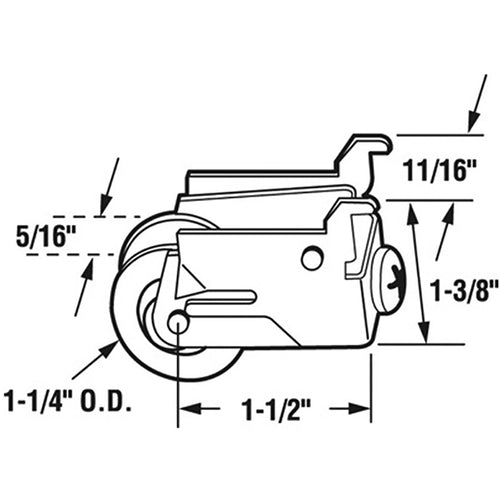 1-1/4  Nylon wheel, Roller Assembly - 1-1/4  Nylon wheel, Roller Assembly