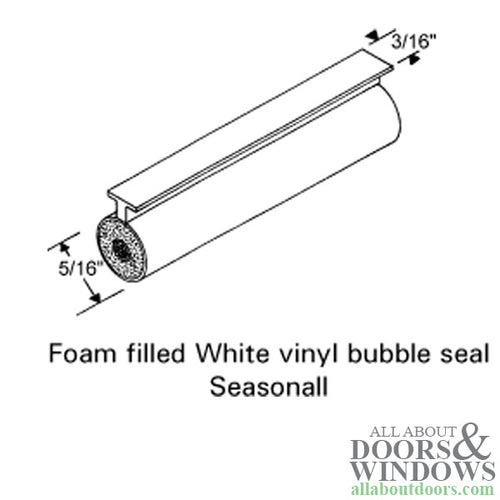 Slide in T-slot  5/16 Bulb, 3/16 Slide On  - White - Slide in T-slot  5/16 Bulb, 3/16 Slide On  - White