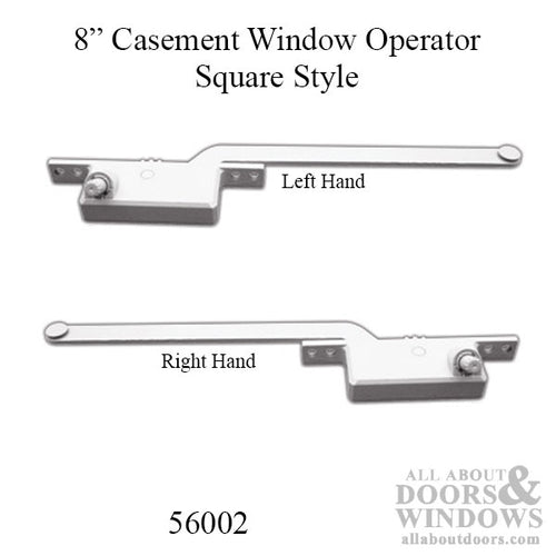 8 Inch Arm Steel Casement Operator, Square Body, White - Choose Handing - 8 Inch Arm Steel Casement Operator, Square Body, White - Choose Handing