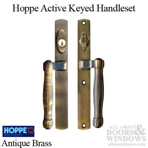 HOPPE HLS 9000 Sliding Door Handle Set Active Keyed Antique Brass - HOPPE HLS 9000 Sliding Door Handle Set Active Keyed Antique Brass