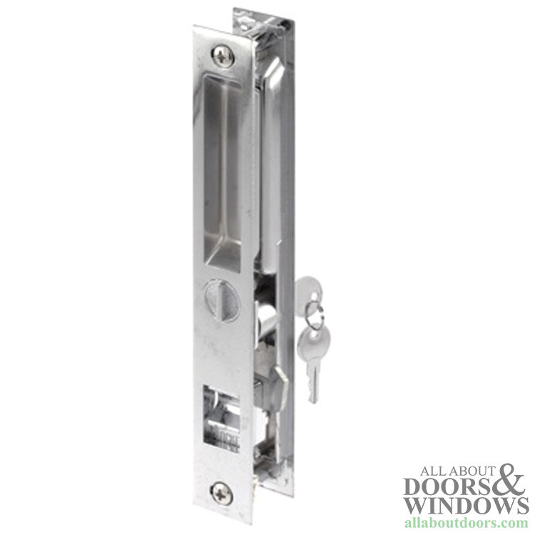 Keyed Sliding Door Handle Flush Type Handle Set with Hook Style Latch Keyed Chrome Finish - Keyed Sliding Door Handle Flush Type Handle Set with Hook Style Latch Keyed Chrome Finish