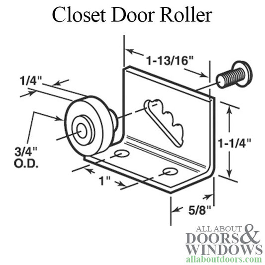 Closet Door Roller, Non-Adjustable - Discontinued