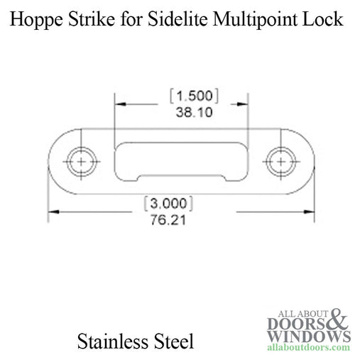 Hoppe Strike for Sidelite Multipoint Lock, Stainless Steel - Hoppe Strike for Sidelite Multipoint Lock, Stainless Steel