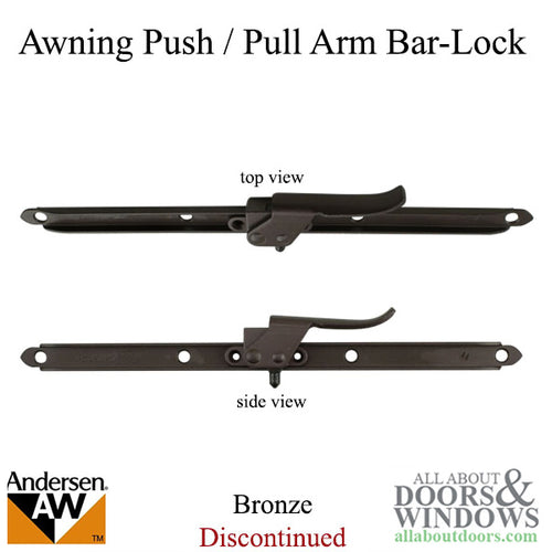 Andersen Discontinued Vintage Push Arm, Bar-Lock, Awning Lock - Bronze - Andersen Discontinued Vintage Push Arm, Bar-Lock, Awning Lock - Bronze