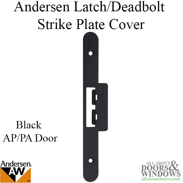 Andersen Latch & Deadbolt Strike Plate Cover, AP/PA  Double Door - Black - Andersen Latch & Deadbolt Strike Plate Cover, AP/PA  Double Door - Black