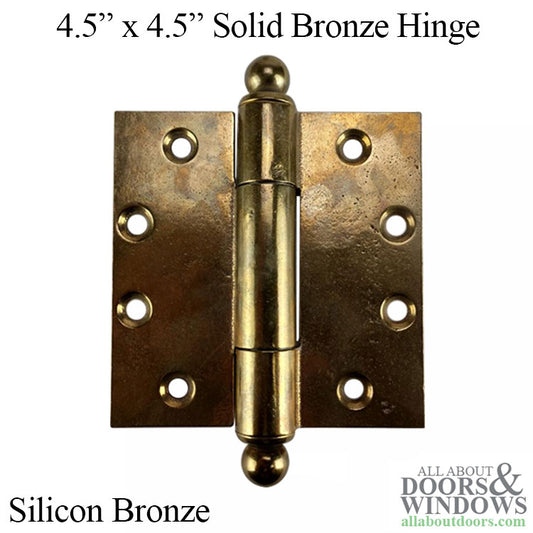 Solid Bronze Door Hinges 7/8 Inch Barrel Square Corner Silicon Bronze