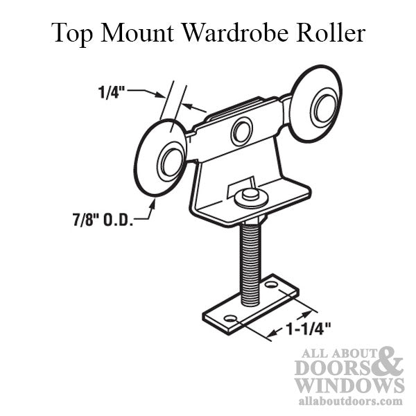 Roller, Wardrobe, TWIN , TOP MOUNT - Acme No. 8908 - Roller, Wardrobe, TWIN , TOP MOUNT - Acme No. 8908