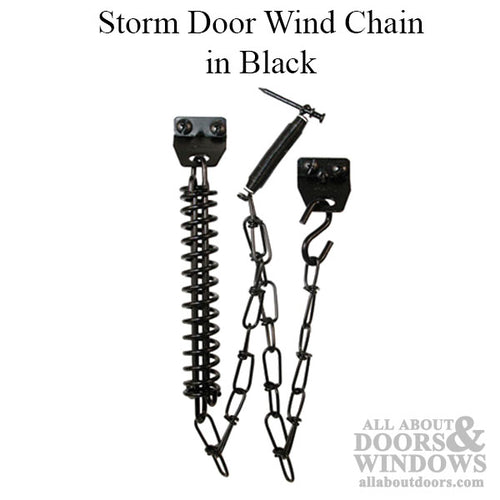Storm Door Wind Protector Chain and Spring Black Finish - Storm Door Wind Protector Chain and Spring Black Finish