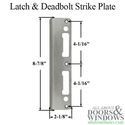 Latch & Deadbolt Strike Plate, 2-1/4 Door - Polished Brass - Latch & Deadbolt Strike Plate, 2-1/4 Door - Polished Brass