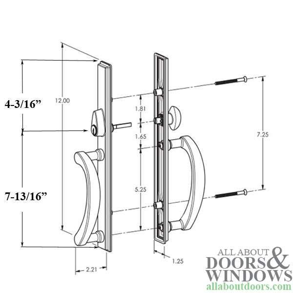 Ashland Expression Sliding Door Handle Active Non Keyed Narrow Square Handleset - Ashland Expression Sliding Door Handle Active Non Keyed Narrow Square Handleset