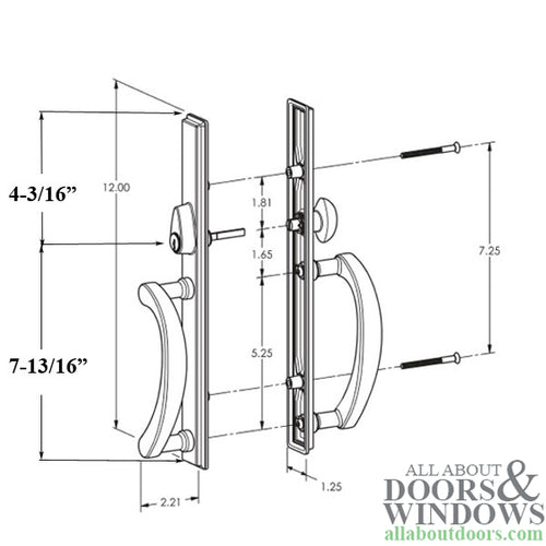 Ashland Expression Sliding Door Handle Active Non Keyed Narrow Square Handleset - Ashland Expression Sliding Door Handle Active Non Keyed Narrow Square Handleset