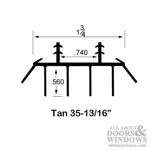 Door Bottom / Sweep, Snap-In, 2 Kerf @ 3/4