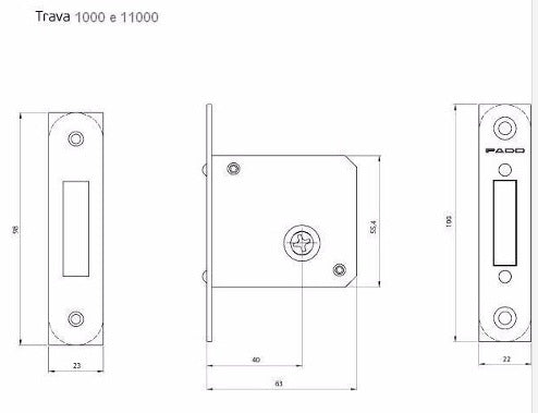Pado Trava Quadrupla 1000 Unox Series Bolt Lock Polished Chrome - Pado Trava Quadrupla 1000 Unox Series Bolt Lock Polished Chrome