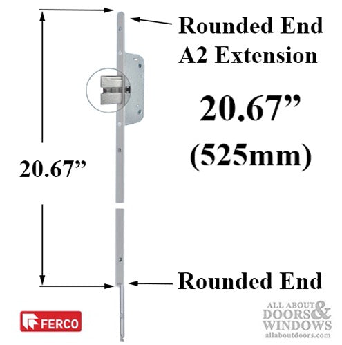 Extension 525mm Rounded End, Secury Automatic - Stainless Steel - Extension 525mm Rounded End, Secury Automatic - Stainless Steel