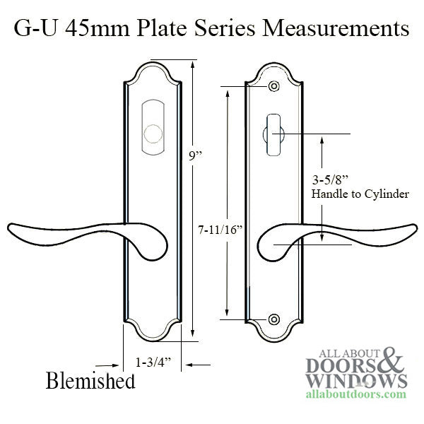 G-U Venice Handle & 45mm Plate, Active, Key & Thumbturn (Handle Below Cylinder) - Polished Brass - G-U Venice Handle & 45mm Plate, Active, Key & Thumbturn (Handle Below Cylinder) - Polished Brass