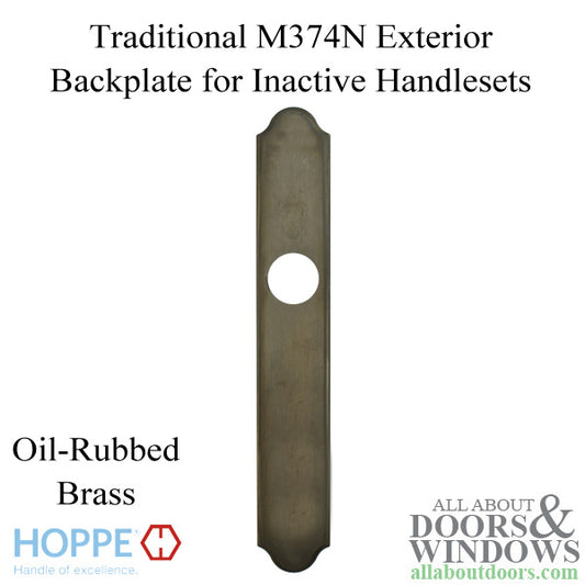 HOPPE Traditional Exterior Backplate M374N for Inactive Handlesets - Oil-Rubbed Brass