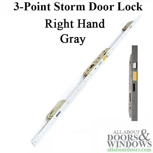Andersen / Emco Storm Door Multipoint Lock (MPL), 2 Hooks and Deadbolt, RH- Gray