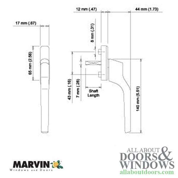 Marvin Window Ultimate French Casement Lock Handle, Choose Color - Marvin Window Ultimate French Casement Lock Handle, Choose Color