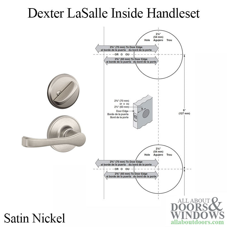 Dexter LaSalle JH59-619 Left Hand Inside Handleset - Satin Nickel - Dexter LaSalle JH59-619 Left Hand Inside Handleset - Satin Nickel