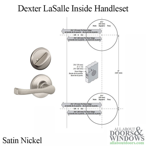 Dexter LaSalle JH59-619 Left Hand Inside Handleset - Satin Nickel - Dexter LaSalle JH59-619 Left Hand Inside Handleset - Satin Nickel