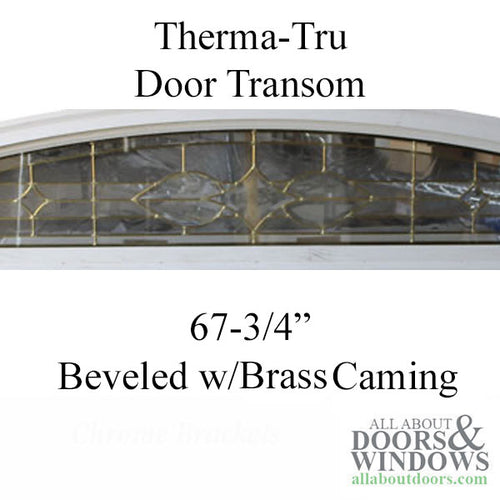 Door Transom Unit Size:  67-3/4 x 13-5/8 Leaded glass - Brass Caming - White - Door Transom Unit Size:  67-3/4 x 13-5/8 Leaded glass - Brass Caming - White