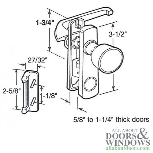 Storm Door Knob Latch Tulip Style 1.75 Inch Hole Spacing - Storm Door Knob Latch Tulip Style 1.75 Inch Hole Spacing