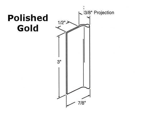 Pull, Mirror door   3 x 7/8 Inch - Gold