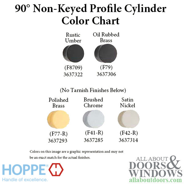 35.5/10 New Style HOPPE Inactive 90° Non-Keyed Profile Cylinder Lock, Solid Brass, Choose Finish - 35.5/10 New Style HOPPE Inactive 90° Non-Keyed Profile Cylinder Lock, Solid Brass, Choose Finish