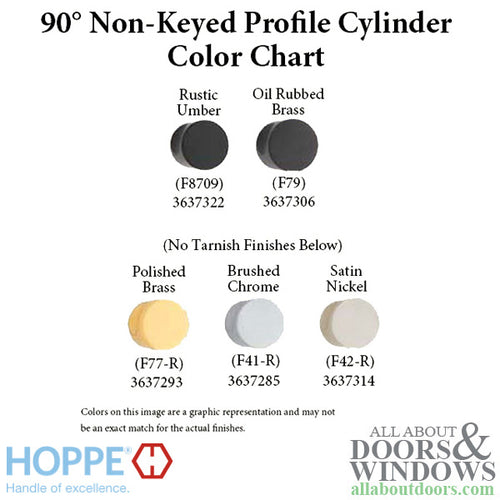 35.5/10 New Style HOPPE Inactive 90° Non-Keyed Profile Cylinder Lock, Solid Brass, Choose Finish - 35.5/10 New Style HOPPE Inactive 90° Non-Keyed Profile Cylinder Lock, Solid Brass, Choose Finish