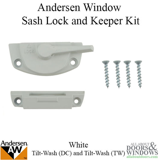 Andersen Tilt-Wash (DC) and Tilt-Wash (TW) Windows - Lock and Keeper Kit - White