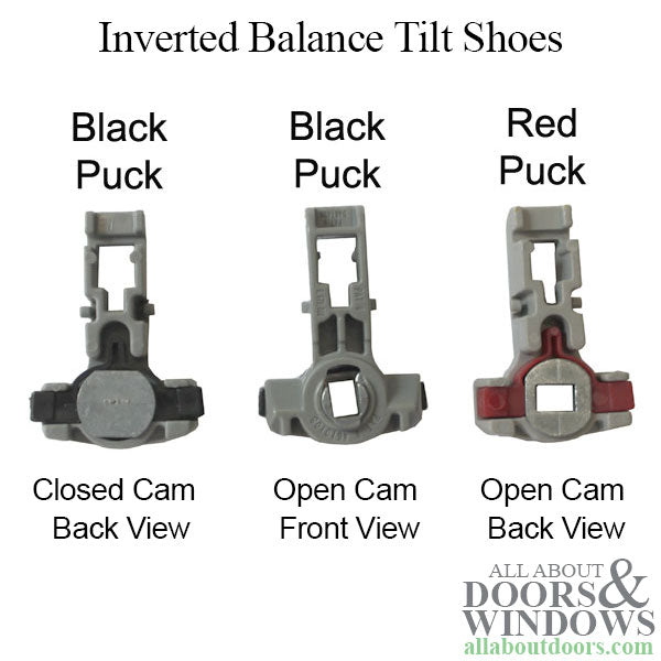 Tilt shoe, 1-1/4 x 17/32  White Puck, Closed Cam, Inverted Channel Balance - D - Tilt shoe, 1-1/4 x 17/32  White Puck, Closed Cam, Inverted Channel Balance - D