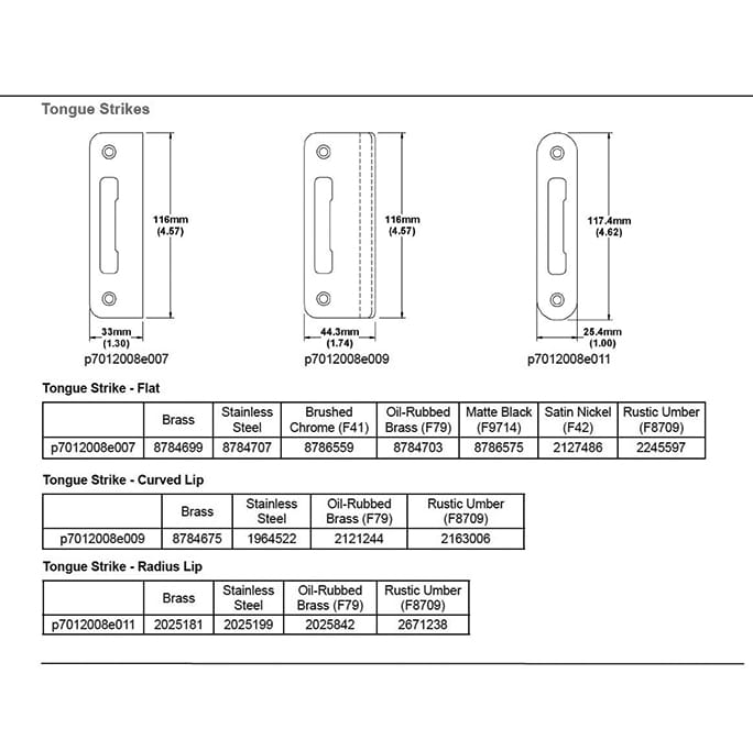 Strike Plate, PT0002N, Flat Tongue 1.30 x 4.57 - Brass - Strike Plate, PT0002N, Flat Tongue 1.30 x 4.57 - Brass