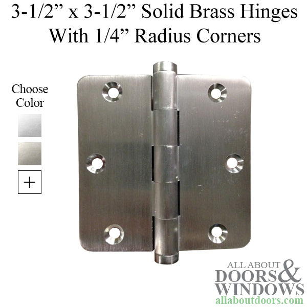 3.5 x 3.5 inch, 1/4 Radius Corners, Solid Brass Hinges, Pairs, Choose Color - 3.5 x 3.5 inch, 1/4 Radius Corners, Solid Brass Hinges, Pairs, Choose Color