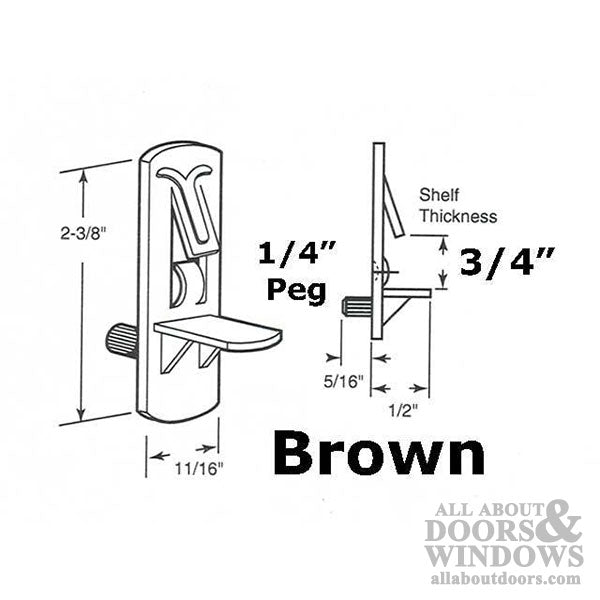 Self Locking Shelf Support Pegs 1/4 Inch Brown - Self Locking Shelf Support Pegs 1/4 Inch Brown