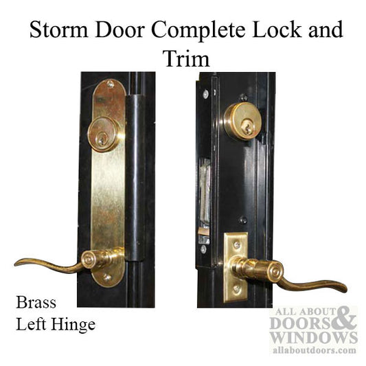 Security Storm Door Complete Kit Lock & Trim; LEFT HINGE - Brass