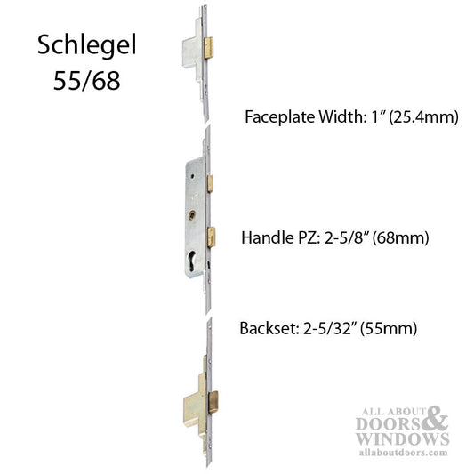 Unavailable - Multi-Bolt Lock 68mm Handles,  55mm BS, Stainless - Schlegel