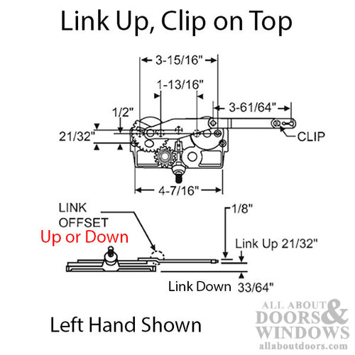 Truth Dyad Casement Operator, Wood windows, Link offset down, Right hand - Truth Dyad Casement Operator, Wood windows, Link offset down, Right hand