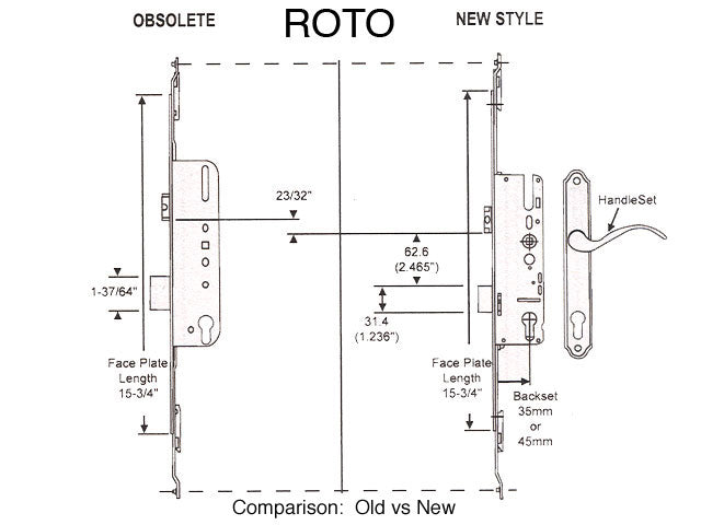 Roto Tongue 93 Multi-Point Lock 45mm - Discontinued, SEE NOTES - Roto Tongue 93 Multi-Point Lock 45mm - Discontinued, SEE NOTES