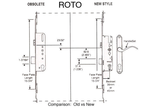 Roto Tongue 93 Multi-Point Lock 45mm - Discontinued, SEE NOTES - Roto Tongue 93 Multi-Point Lock 45mm - Discontinued, SEE NOTES