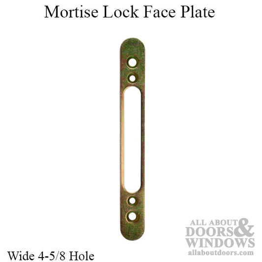Mortise Lock Face Plate For Sliding Doors  3/4 InchWide 4-5/8 Inch Screw Hole Spacing